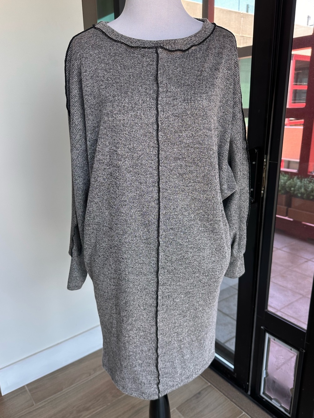 Lush Heather Gray Knit Shift Dress